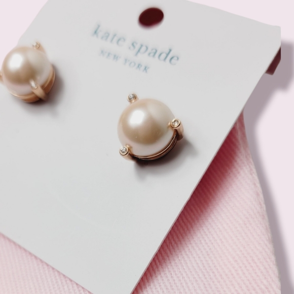 Kate Spade Rise and Shine Pearl Blush Studs with KS Jewelry Bag - Picture 3 of 4